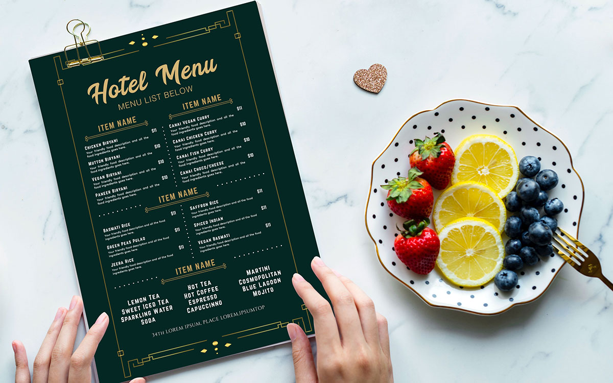 hotel menu design services