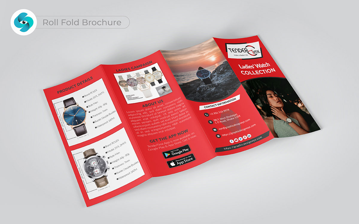 roll fold brochure design ideas