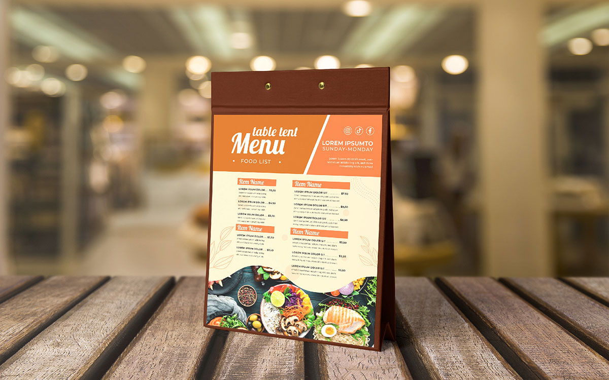 table tent menu design